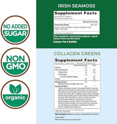 Country Farms 'Beauty Pack Collagen Greens Irish Sea Moss Collagen For Skin Hair Growth Nails & Joints Ultimate Beauty Support Pack Of 2