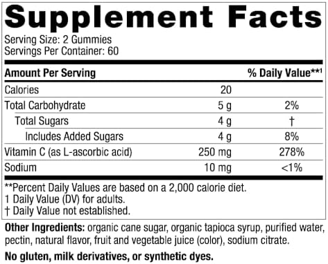 Nordic Naturals Vitamin C Gummies Tart Tangerine 120 Gummies 250 Mg Vitamin C Immune Support Antioxidant Protection Child Growth and Development NonGmo Vegan 60 Servings (Pack Of 2)