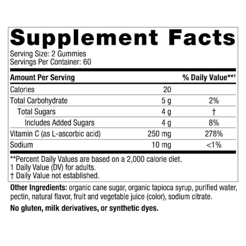 Nordic Naturals Vitamin C Gummies Tart Tangerine - 120 Gummies - 250 Mg Vitamin C - Immune Support Antioxidant Protection Child Growth & Development - Non-Gmo Vegan - 60 Servings (Pack Of 2)