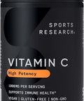 Sports Research High Potency Vitamin C Supplement - Vegan Veggie Capsules For Antioxidant Activity & Immune Support - Non-Gmo Verified & Gluten - Ascorbic Acid Vitamin C 1000Mg, 240 Count