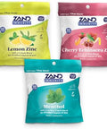 Zand Immunity Variety 3 Pack - Lemon Zinc Menthol And Cherry Ecea Zinc Throat Lozenges - Good-For-You Dry Mouth Lozenges Immune Support Supplement - Natural Flavor Vegan Gluten 50Ct Ea