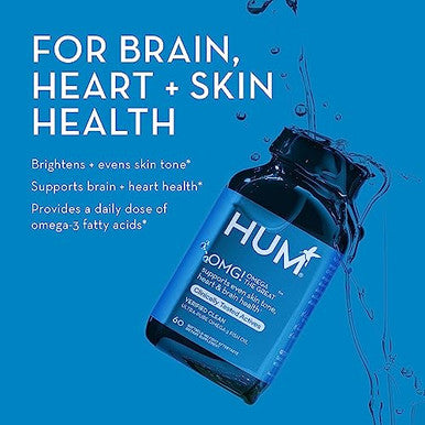 Hum Omg Omega The Great Triple Omega 3 Fish Oil Supplement With Dha Eha & Vitamin E To Support Bright & Even Skin Tone Gluten & Nongmo (60Count)