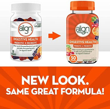 Align Digestive Health Prebiotic + Probiotic Gummies Fruit Flavored 50 Ct