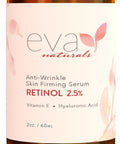 Natural Vitamin A Retinol Serum 2.5%, XL 2 oz. Bottle Anti-Aging Serum + Vitamin E Oil, Jojoba Oil, Witch Hazel Hyaluronic Acid Serum for Face Fades Wrinkles, Dark Spots, Damage by Eva Naturals