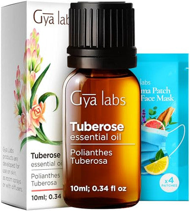 Gya Labs Tuberose Essential Oil For Diffuser & Vanilla Essential Oil For Skin Set - Aromatherapy Grade Essential Oils Set - 2X0.34 Fl Oz - Gya Labs