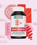 Zhou Vegan Essentials Multivitamin Supplement, B Vitamins, Energy, Vitamin C, Zinc, Immune System Function, Iodine Thyroid Support, Liposomal Iron, Plant-Based Diet Multivitamin, 60 Veg Caps