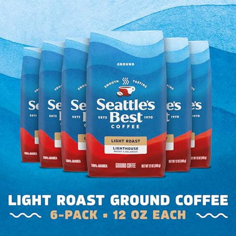SeattleÃƒÂ¢Ã¢â€šÂ¬Ã¢â€žÂ¢s Best Coffee, Light Roast Ground Coffee, Lighthouse, 100% Arabica, 6 Bags (12 oz Each)