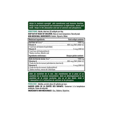 Nature's Bounty Cod Liver Oil 1000Mg 100 Sgl