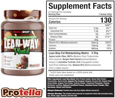 Musclesport Lean Way Plant Protein Pea Protein And Brown Rice Protein Blend With Added Cla Mct And Lcarnitine 20 Servings (Fruity Cereal)