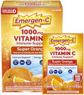 Emergen-C 1000mg Vitamin C Immune Support Powder Super Orange 10CT includes Zinc Manganese 7 B Vitamins and Electrolytes for Back to School Essentials