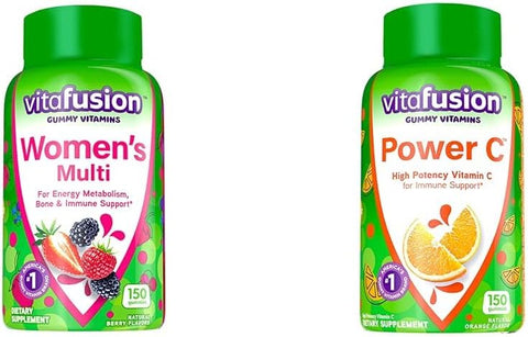 Vitafusion Womens Multivitamin Gummies and Power C Vitamin C Gummies for Immune Support Orange Flavored 282 mg Vitamin C America's Number 1 Gummy Vitamin Brand 50 Day Supply 150 Count