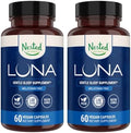 Nested Naturals Luna Melatonin Pack Of Two Bedtime Supplement For Adults Herbal Nighttime Sleeping Capsule Valerian Root With Chamomile Lemon Balm Nongmo Gluten