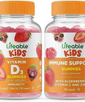 Lifeable Vitamin D Kids + Immune Support Kids Gummies Bundle Great Tasting Vitamin Supplement Gluten Gmo Chewable Gummy
