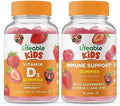 Lifeable Vitamin D Kids + Immune Support Kids Gummies Bundle Great Tasting Vitamin Supplement Gluten Gmo Chewable Gummy