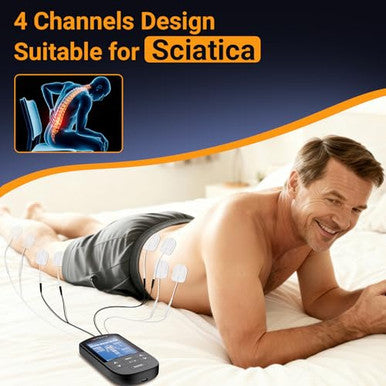 Comfytemp 4 Outputs Tens Unit For Sciatica Cover Multiple Parts Fsa Hsa Eligible Rechargeable Ems&Massage Tens Unit Muscle Stimulator For Pain Relief With 24 Modes And Diy For Back Shoulder Neck