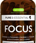 Focus Nootropic Brain Booster with 200mg Caffeine 200mg L Theanine Taurine L Tyrosine B Vitamins Energy and Focus Supplement Concentration Fast Acting and Non Jittery 60 Capsules