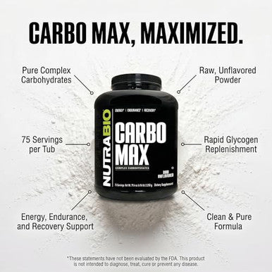 Nutrabio Carbomax Maltodextrin Powder - Carbohydrate Powder For Sustained Energy - Calorie Rich For Muscle And Weight Gain - Unflavored - 5 Pounds 75 Servings