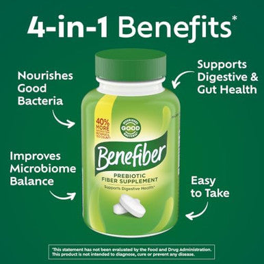 Benefiber Prebiotic GLP1 Friendly Fiber Supplement Caplets 84 Count