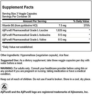 Swanson Ajipure Branched-Chain Amino Acids Pharmaceutical Grade 90 Veg Capsules (2 Pack)