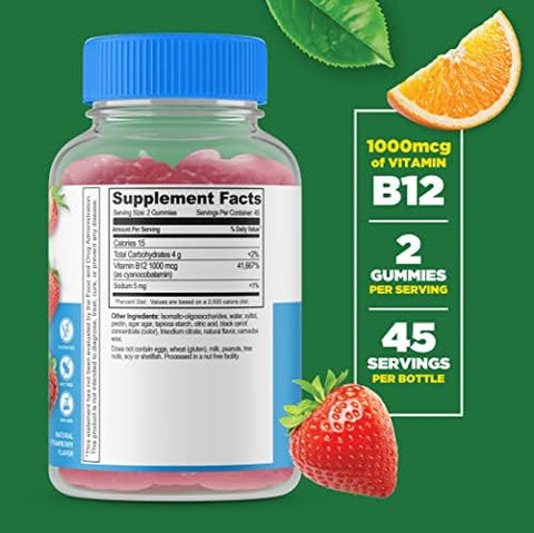 Lifeable Sugar Probiotic + Prebiotic Fiber Kids + Vitamin B12 Kids Gummies Bundle Great Tasting Vitamin Supplement Gluten Gmo Chewable Gummy