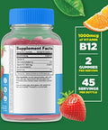 Lifeable Sugar Vitamin B12 Kids + Preciotic Fiber Kids Gummies Bundle Great Tasting Vitamin Supplement Gluten Gmo Chewable Gummy