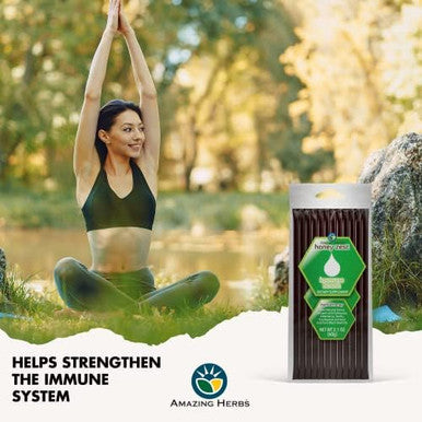 Amazing Herbs Raw Natural Honey - Herbal Honey Infused With Ecea, Elderberry, Garlic, Eucalyptus Extracts & Pure Black Seed Oil, Non Gmo, Gluten - Honeyzest Immune Boost Straws, 12 Count