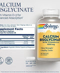 SOLARAY Calcium Bisglycinate Supplement 1000 mg for Women and Men Calcium with Vitamin D3 Bone Strength and Teeth Health Support Chelated Capsules Easy to Digest 120 Veg Cap Count