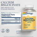 SOLARAY Calcium Bisglycinate Supplement 1000 mg for Women and Men Calcium with Vitamin D3 Bone Strength and Teeth Health Support Chelated Capsules Easy to Digest 120 Veg Cap Count
