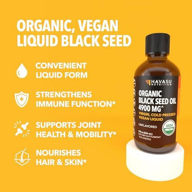 Havasu Nutrition Black Seed Oil Organic Cold Pressed Liquid (8 Fl Oz) & Pumpkin Seed Oil With Saw Palmetto For Men (60 Servings)