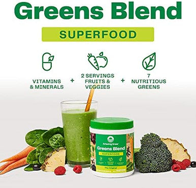Amazing Grass Greens Superfood Blend With Organic Spirulina Digestive Enzymes 100 Servings & Orgain Hydrolyzed Collagen Peptides Powder 20G Grass Fed Collagen Hair Skin Nail & Joint