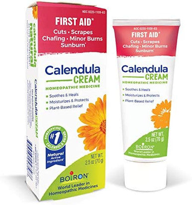Boiron Calendula Cream For First Aid Minor Burns Cuts Scrapes Insect Bits And Sunburn 2.5 Oz