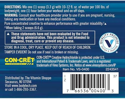 Bodytech Creatine Hcl + Electrolytes Powder Highly Watersoluble & Bioavailable Supports Hydration & Performance Rocket Pop (8.8 Oz 75 Servings)