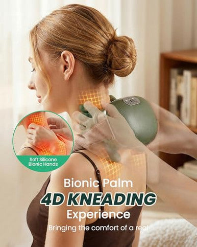 Eiwajkxe Neck Massager With Heat - Neck And Back Shiatsu Massager For Relieve Fatigue Deep Tissue Portable Neck And Shoulder Massager For Home And Travel Green