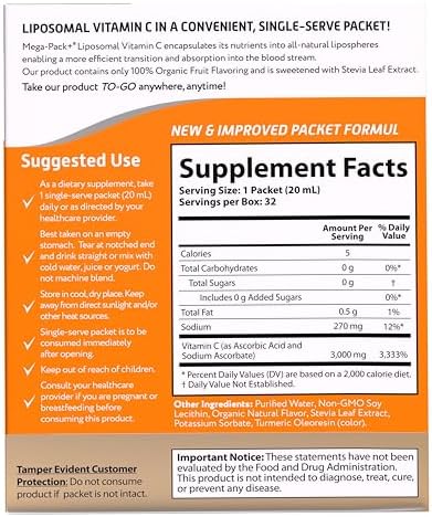 Aurora Nutrascience Mega Liposomal Glutathione 750 mg and Vitamin C 3000 mg Immune Support and Antioxidant Bundle