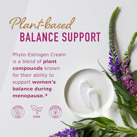 Smnutrition Phyto Estrogen Cream For Women With Wild Yam Plant Based Hot Flash Menopause & Menstrual Cycle Support Black Cohosh Dong Quai Red Clover 96 Topical Servings 4Oz Pump Vegan Paraben