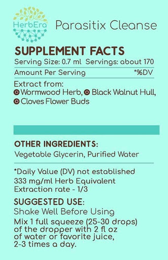 Parasitix Cleanse B120(2 pcs.) Alcohol-Free Extract Tincture: Wormwood Herb, Black Walnut Hull, Cloves Flower Buds. Purge Formula 2x4 Fl Oz