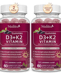Vitamin D3 10000 IU + K2 (MK7) 200mcg w/Calcium Magnesium Zinc Elderberry and InulinHighly BioavailableEnhanced Absorption for Immune and Bone Support K2 D3 Vitamin SupplementVegan Gummies
