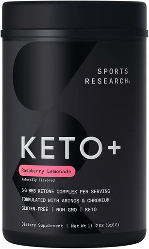 Sports Research Keto Plus Exogenous Ketones With Gobhb - 30 Servings | Keto Electrolyte Powder For Hydration Energy Focus & Ketosis | Keto Certified Vegan Friendly (Raspberry Lemonade)