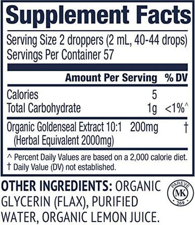 Vimergy Goldenseal Fast-Absorbing Water Extract 2000Mg Herbal Equivalent Usda Certified Organic Vegan Kosher 115 Ml (57 Servings)