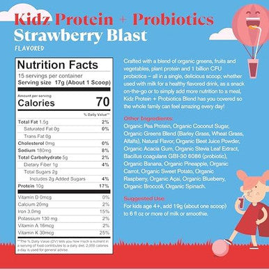 Amazing Grass Kidz Superfood: Vegan Protein & Probiotics For Kids With Beet Root Powder & 1/2 Cup Of Leafy Greens Extreme Chocolate 15 Servings