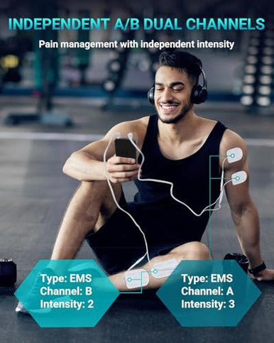 Comfytemp Tens Unit Muscle Stimulator For Pain Relief Fsa Eligible Tens Machine - 24 Modes & Diy Hsa Dual Channel Ems Unit For Back Neck Shoulder Electronic Pulse Massager Fathers Day 10 Pads