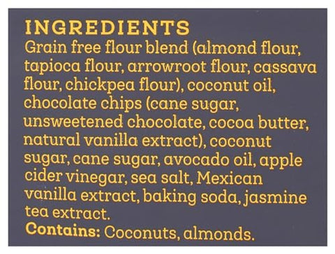 Siete Gluten Free Chocolate Chip Cookies w/ Hint of Mexican Vanilla | Vegan | Grain Free | Non GMO | Dairy Free | Made with Almond Flour & Coconut Oil | 4.5 Oz. Bag (Pack of 1)