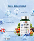 21 Vitamins &Minerals All-In-One Support, Multivitamin, Vitamin A, K2, D3,. Calcium, Zinc, Made In Usa 20 Capsules