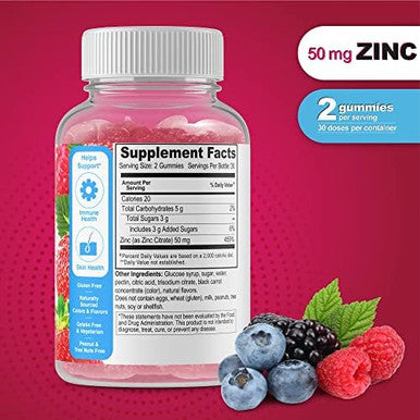 Doctors Finest Zinc 50Mg Gummies ÃƒÂ¢Ã¢â€šÂ¬Ã¢â‚¬Å“ Vegetarian, Gmo & Gluten Vitamin ÃƒÂ¢Ã¢â€šÂ¬Ã¢â‚¬Å“ Great Tasting Berry Flavor Pectin Chews ÃƒÂ¢Ã¢â€šÂ¬Ã¢â‚¬Å“ Adult Dietary Supplement ÃƒÂ¢Ã¢â€šÂ¬Ã¢â‚¬Å“ 60 Count [30 Doses]
