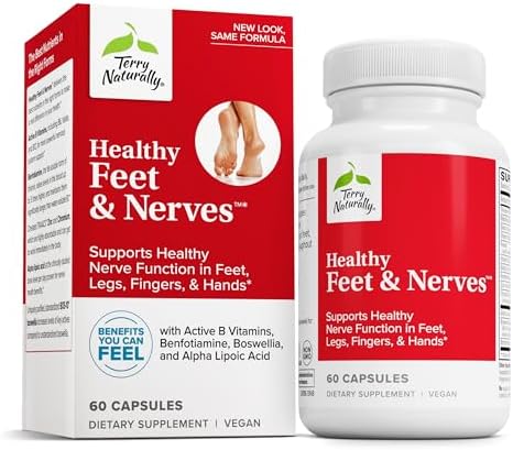 Terry Naturally Healthy Feet & Nerves Herbal Supplement With Bioactive Vitamin B12 Circulation & Nerve Health Support Supplement Vegan Capsules With Boswellia Serrata 120 Capsules
