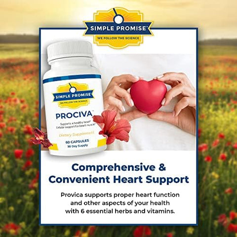 Simple Promise Prociva - Arjuna Bark Extract Heart Health Supplement With Folic Acid Vitamin D & Magnesium - Herbal Blood Pressure Support & Healthy Heart Maintenance For Men & Women - 60 Capsules