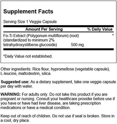 Swanson Fo-Ti Extract 500 Milligrams 60 Veg Capsules
