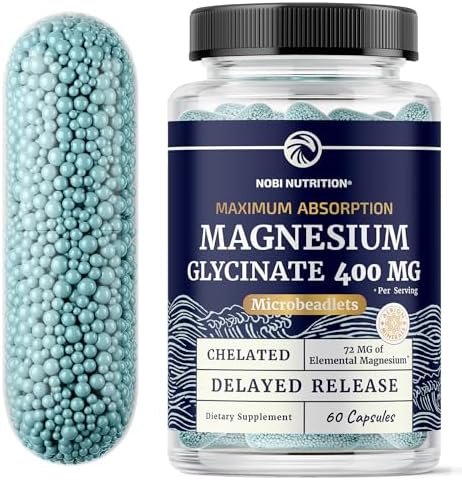 Nobi Nutrition Magnesium Glycinate 500Mg High Absorption Chelated For Muscle Relaxation Bones Heart Nerve Sleep & Calm Support For Women & Men Magnesium Chelate Supplement & Bisglycinate Complex 120Ct