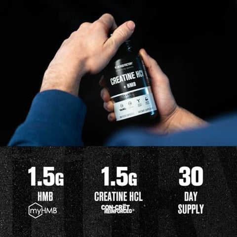 Jacked Factory Creatine Hcl + Hmb Capsules Synergistic Concret Myhmb & Vitamin D Formula For Improved Growth Strength & Reduced Muscle Breakdown 150 Capsules