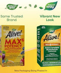 Nature'S Way Alive Max6 Potency Adult Complete Multivitamin, With Iron, Vitamins A, C, E & B-Vitamins Including Methylated B12 & Folate, Supports Energy Metabolism, 90 Capsules (Packaging May Vary)